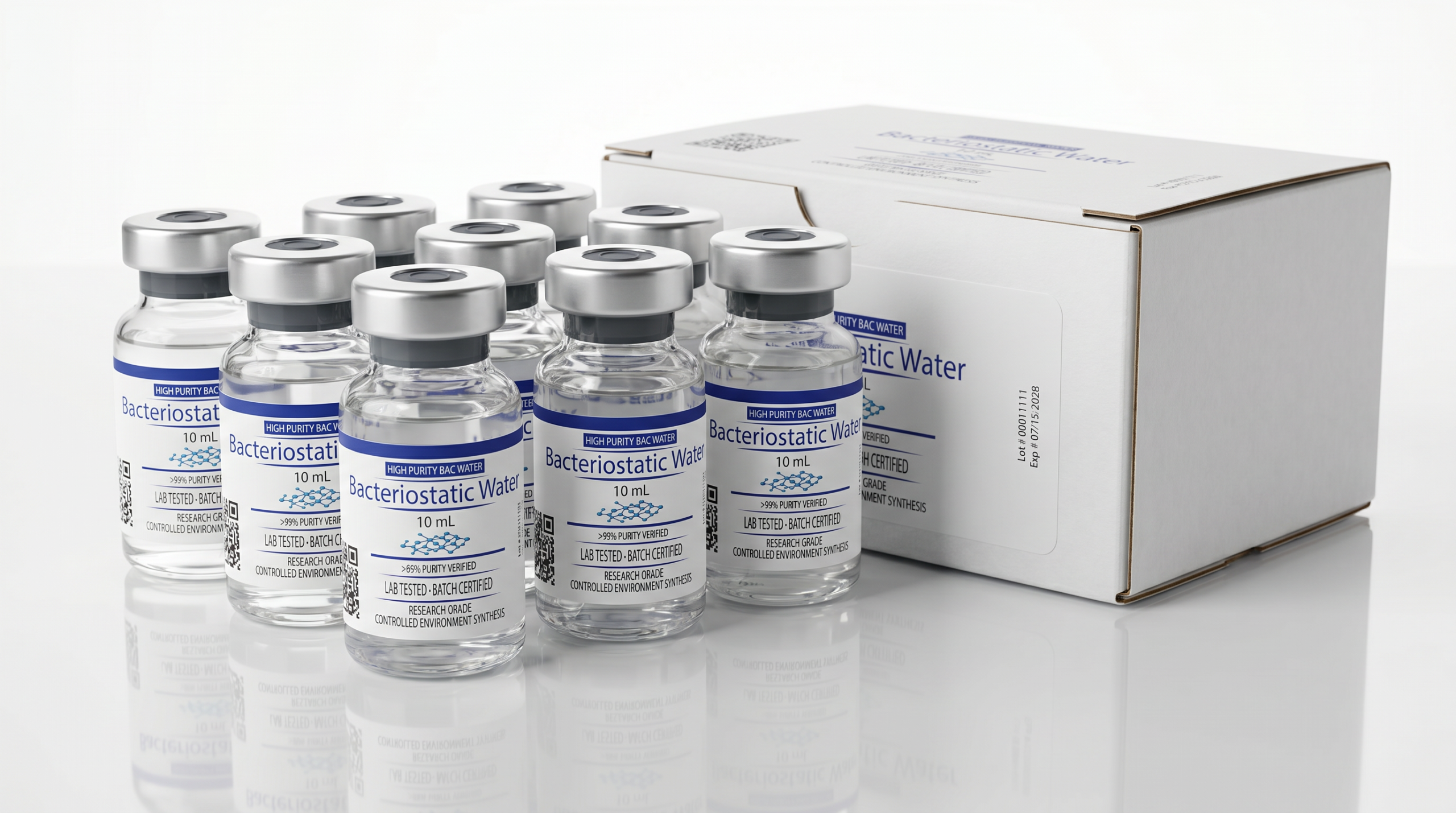 laboratory bacteriostatic water in a clean minimalist style several clear glass nmtoxt1h