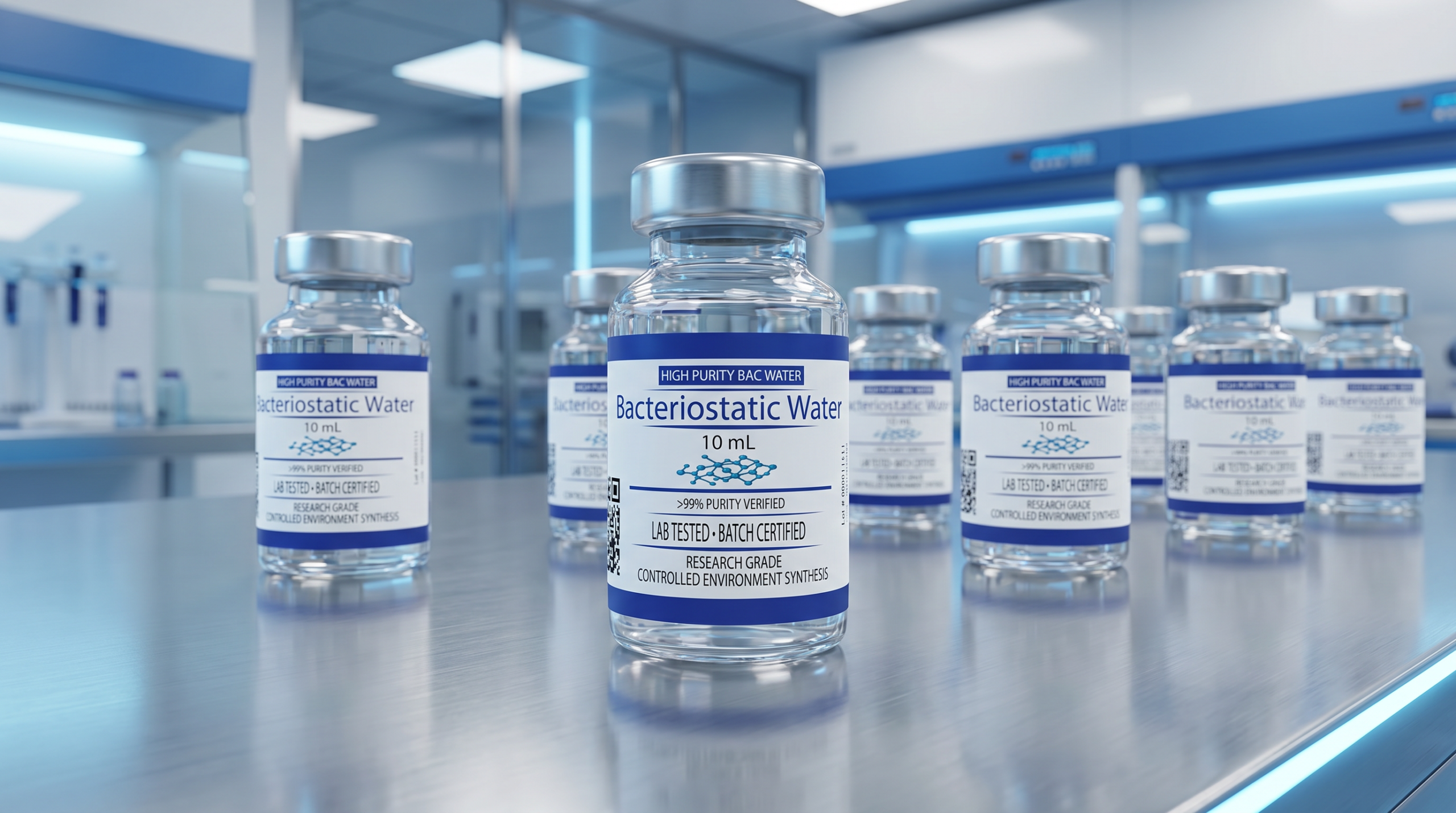 laboratory bacteriostatic water in a realistic scientific illustration style wpwbspin