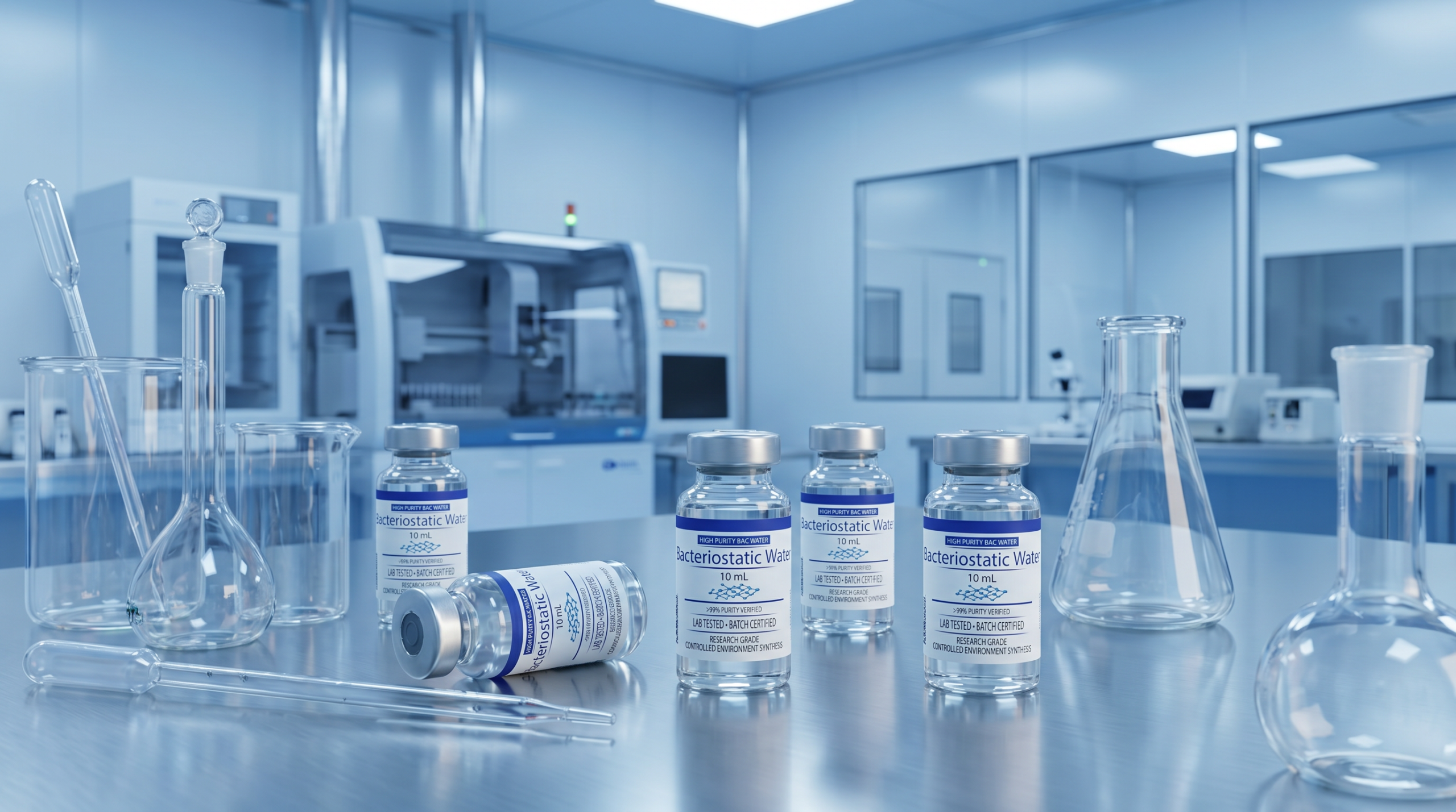 laboratory bacteriostatic water in a sterile laboratory setting an assortment of cxguc2uj